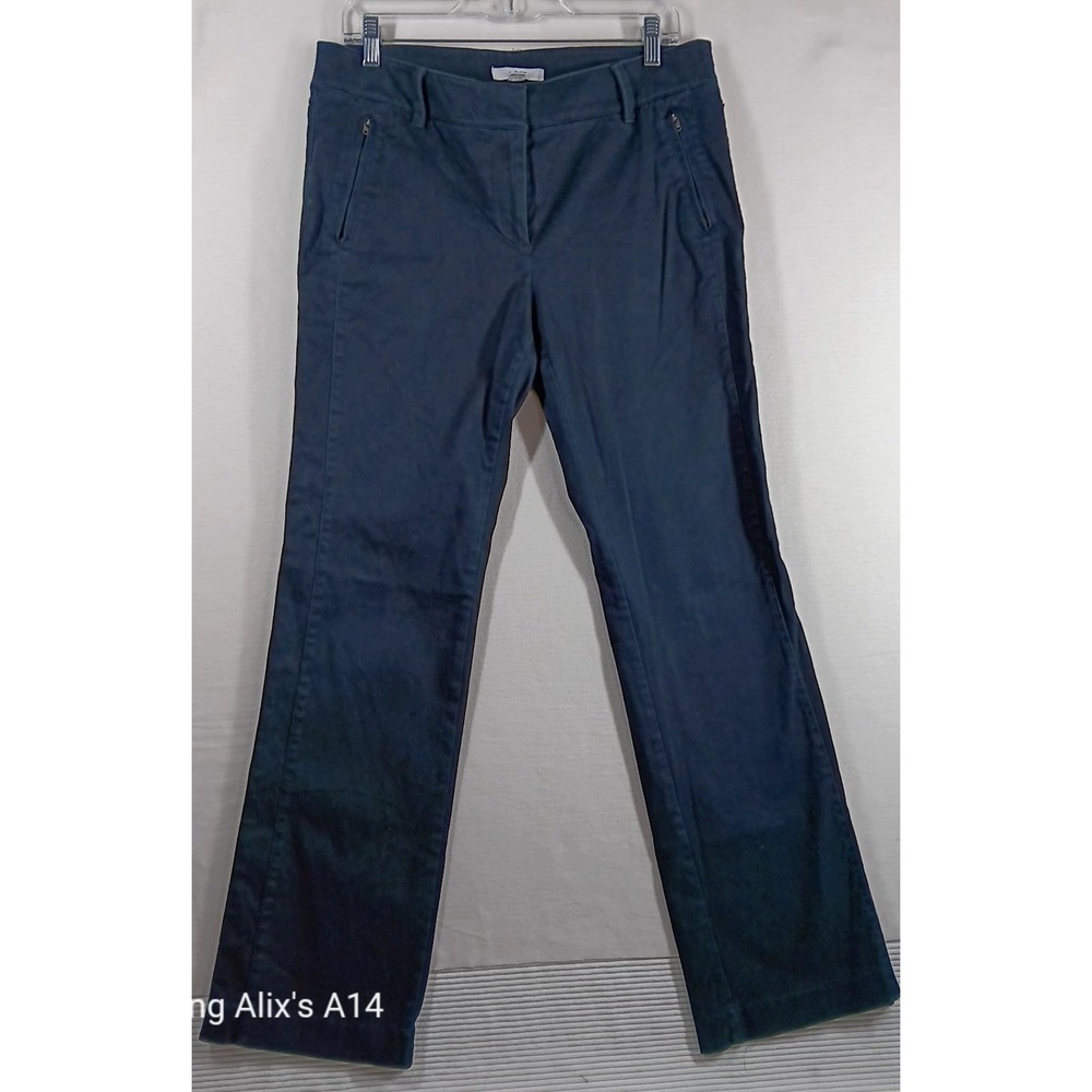 Ann Taylor LOFT Marisa Pants size 10 Black Cotton Blend Straight Leg Flat Front